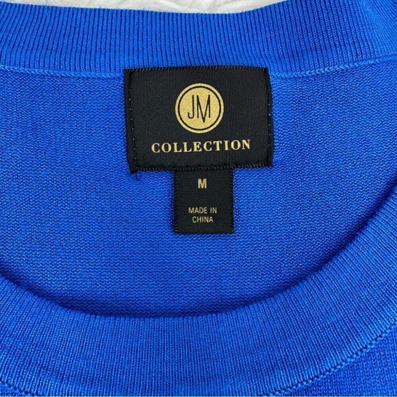 JM Collection Women's NWT Seaport Blue Crew Neck Modern Tunic Knit Sweater M/C36 - Picture 6 of 12